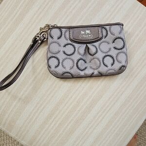 Coach Silver Wristlet with Iconic Pattern